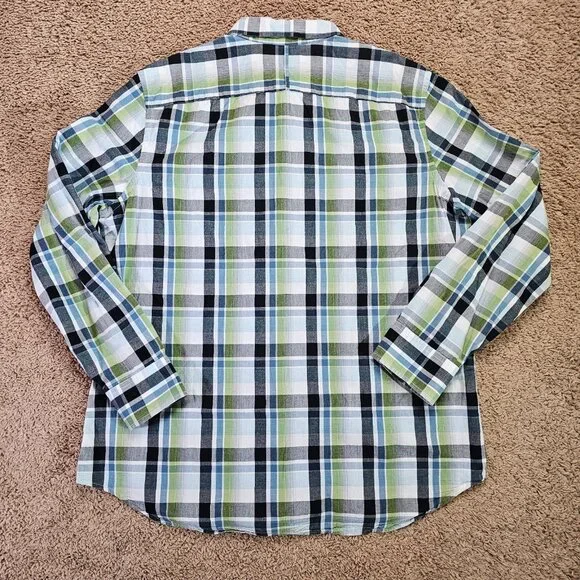 Banana Republic Button Up Shirt Mens XL Green Plaid Long Sleeve Cotton - Picture 2 of 8